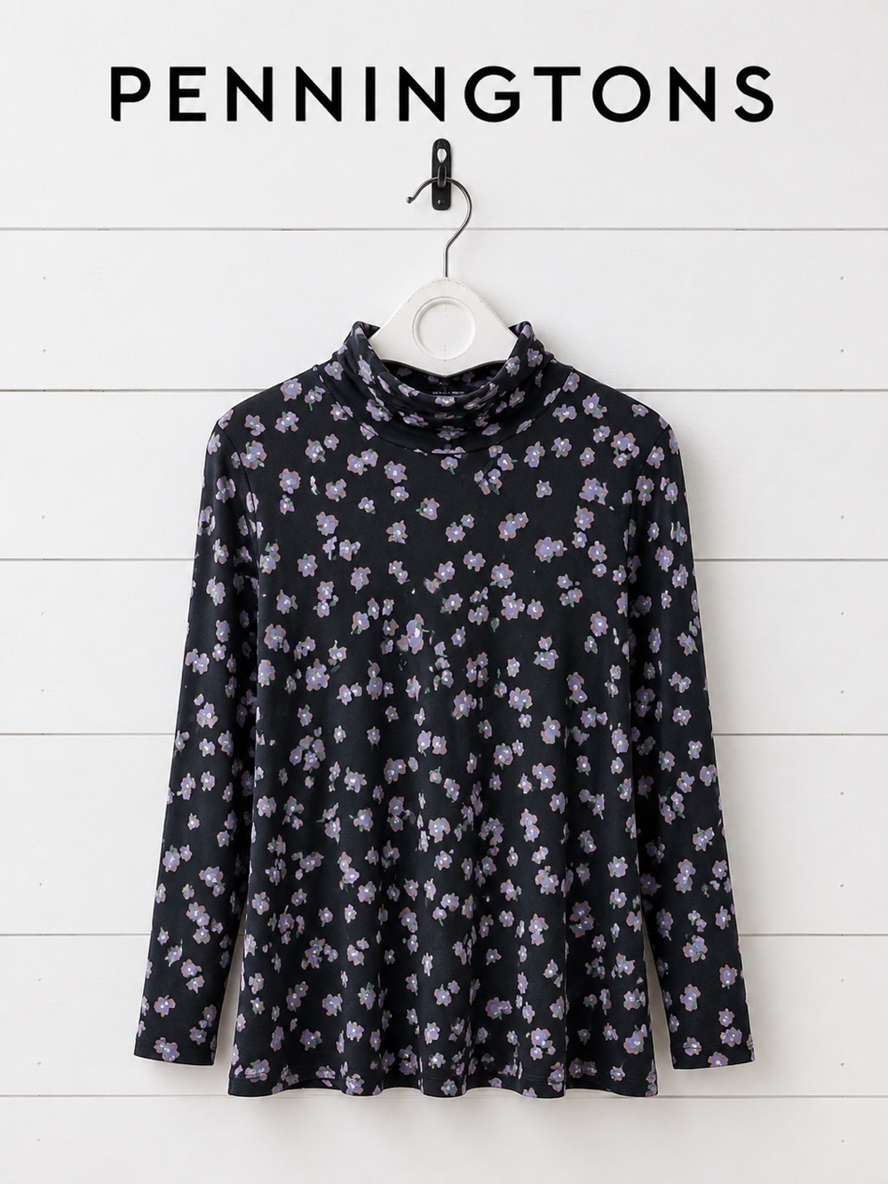 Penn. Penningtons Floral Mock Neck Top – Black – Women’s 3X